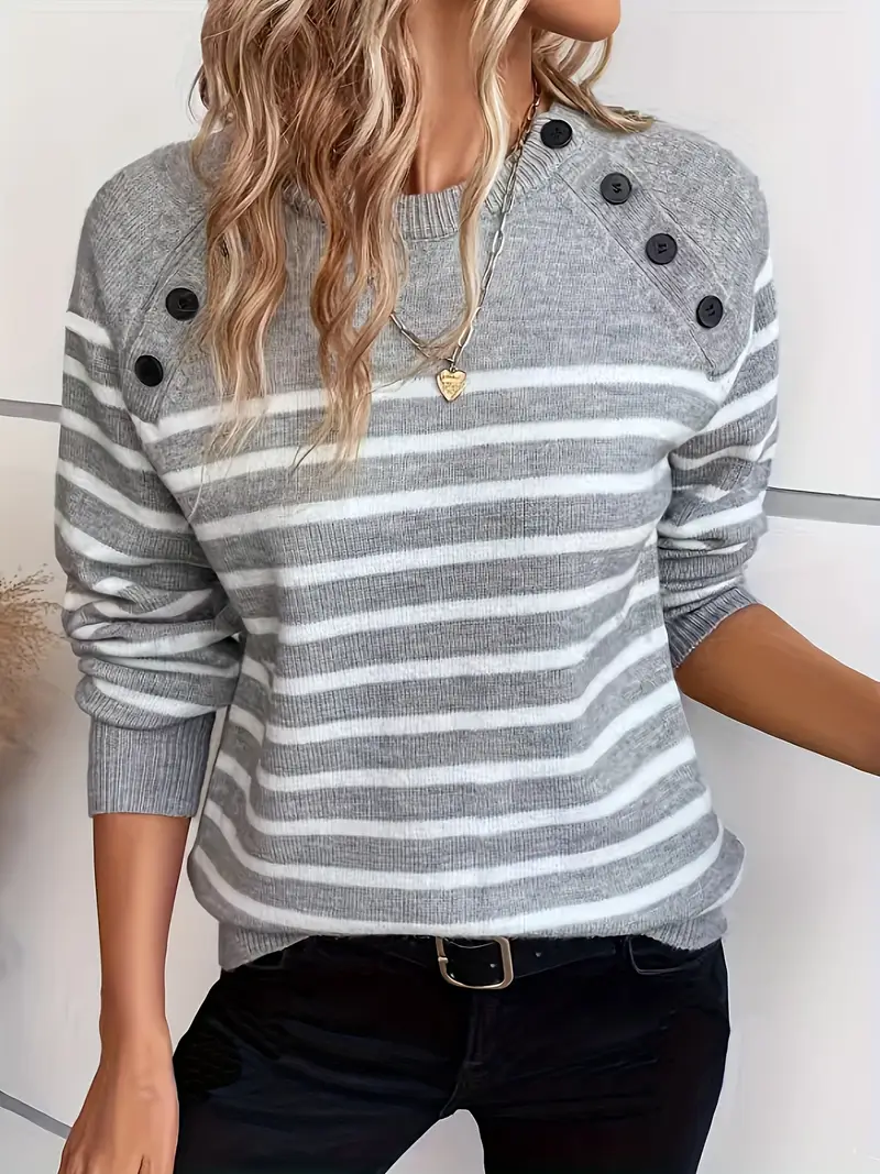 Striped Button Front Sweater - Image 8