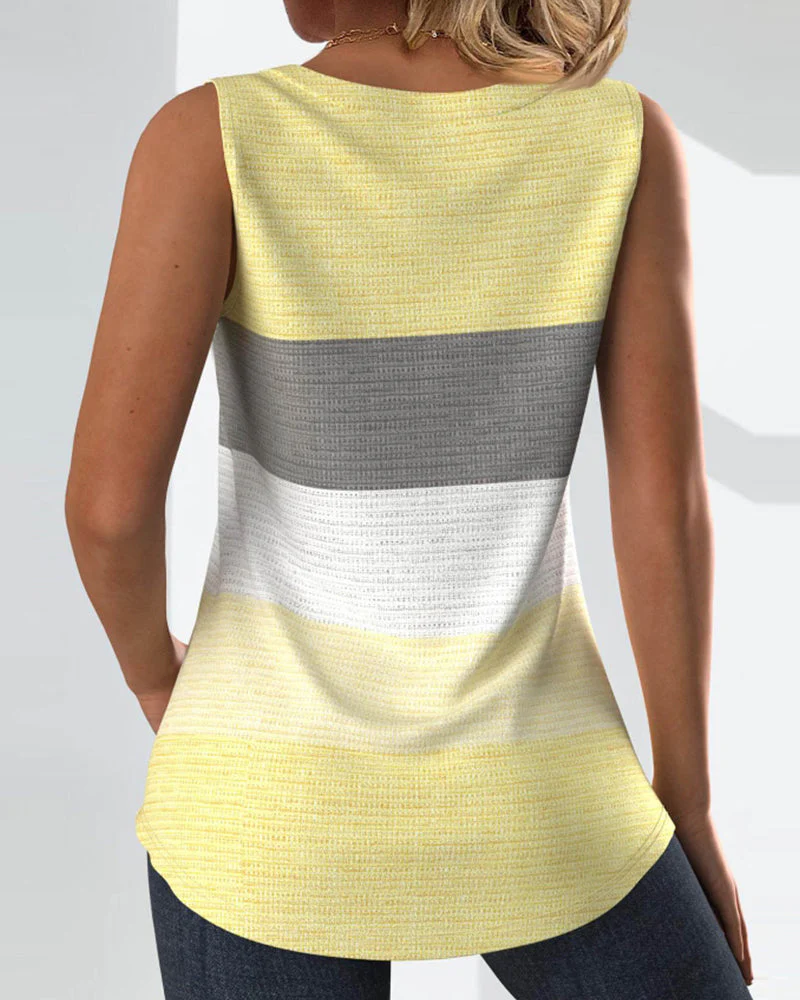 Striped button pleated tank top - Image 38