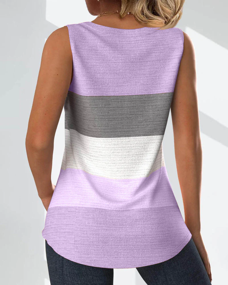 Striped button pleated tank top - Image 41