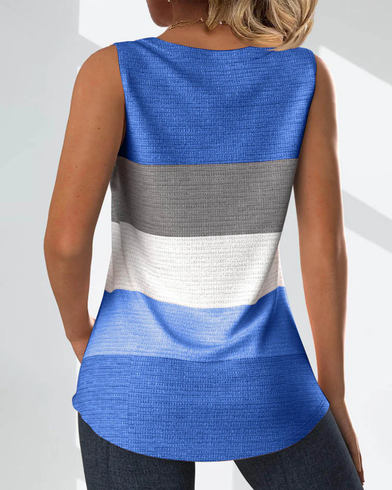 Striped button pleated tank top - Image 46