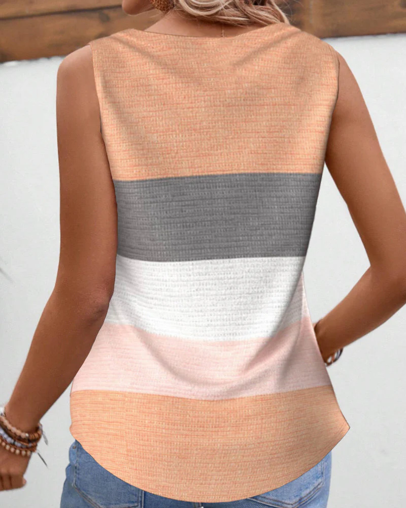 Striped button pleated tank top - Image 53