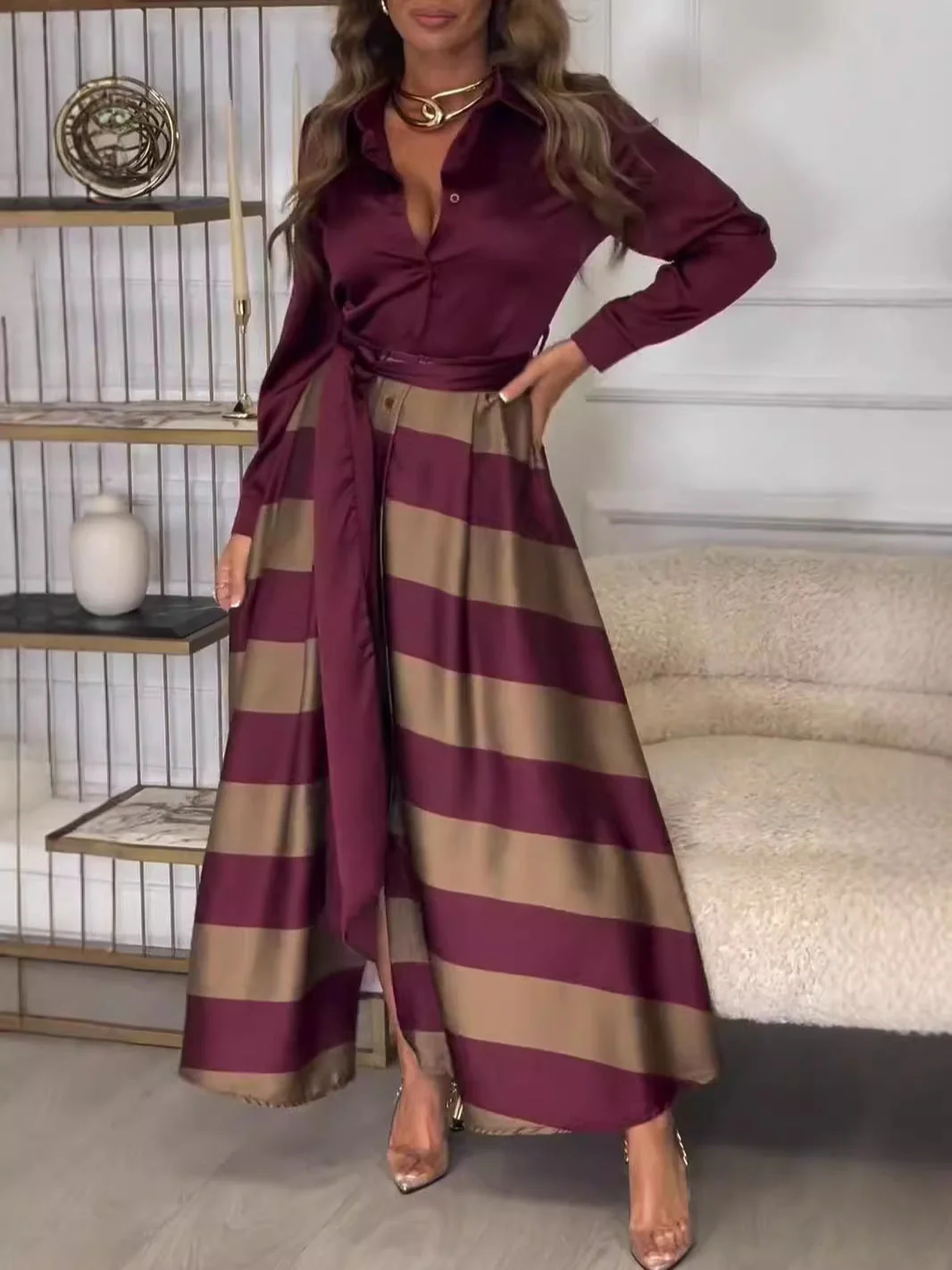 Casual Striped Sleeveless Maxi Dress - Image 14