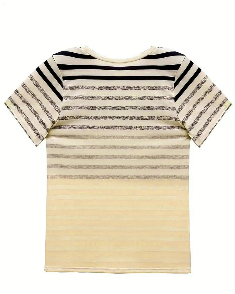 Striped Round Neck T-Shirt - Image 29