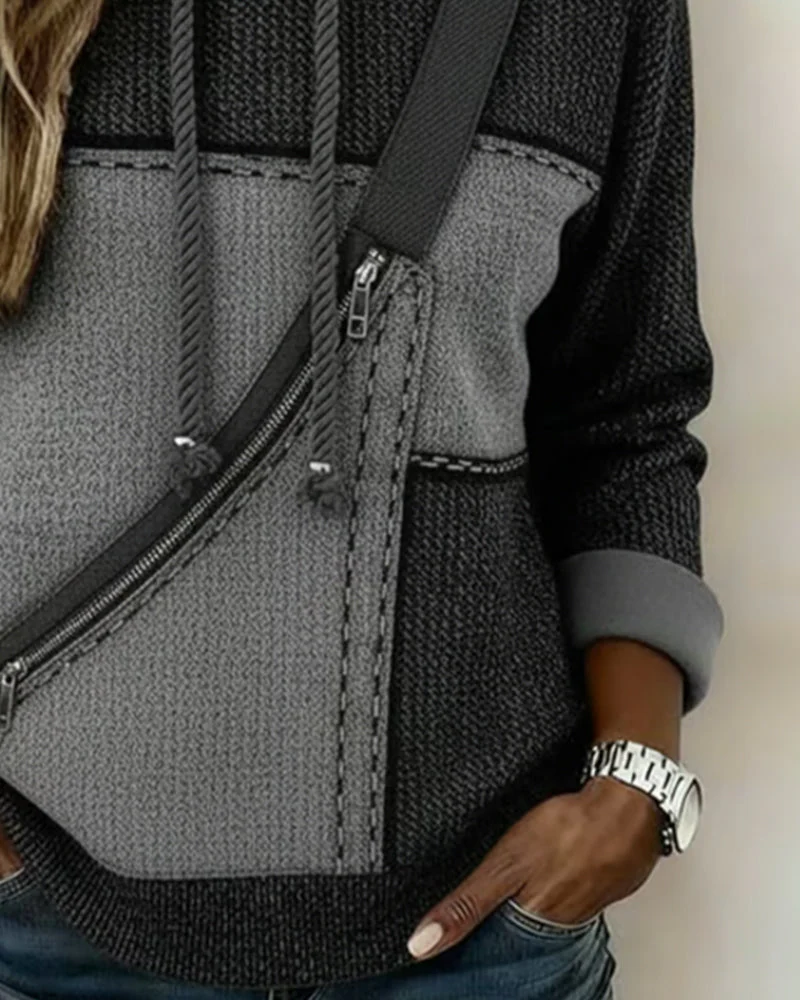 Stylish Color-Blocked Hoodie - Image 2