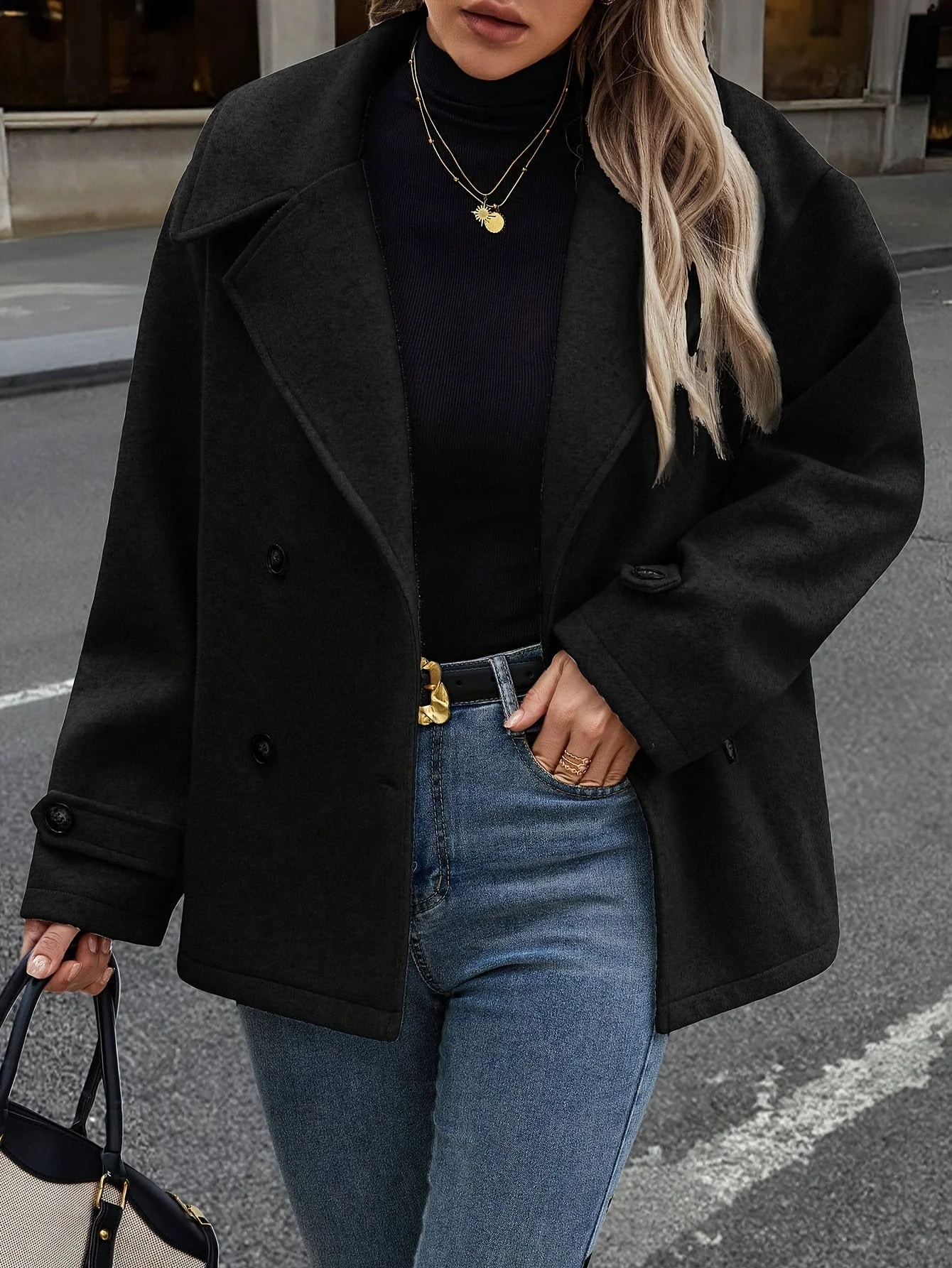 Stylish Double-Breasted Jacket with Button Details - Image 12
