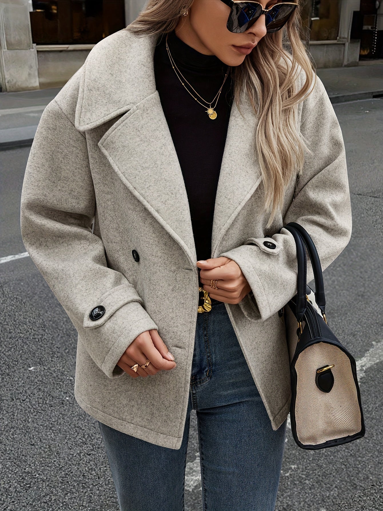 Stylish Double-Breasted Jacket with Button Details - Image 13