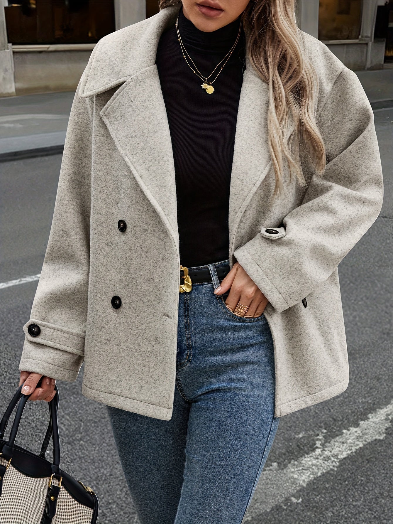 Stylish Double-Breasted Jacket with Button Details - Image 14
