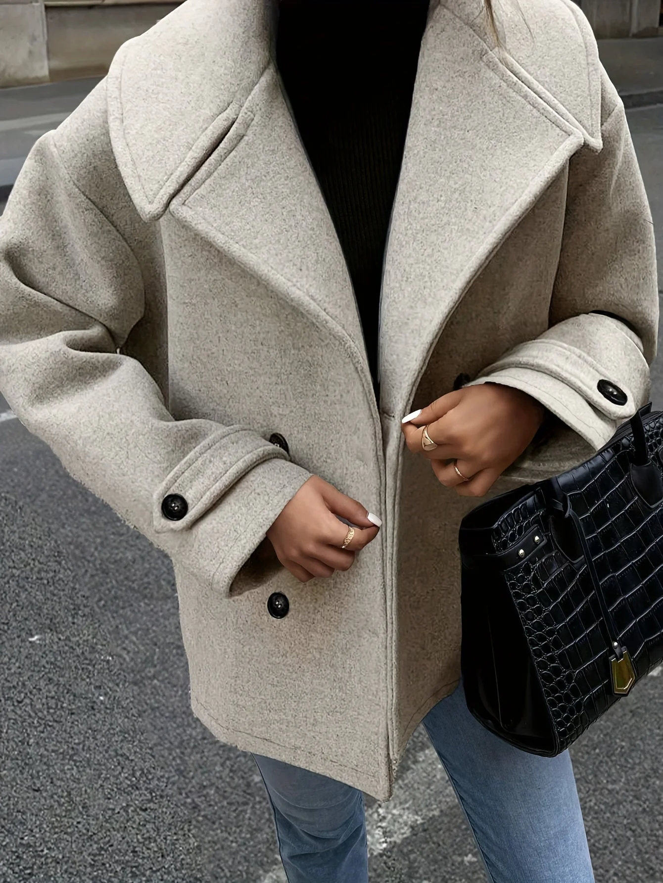 Stylish Double-Breasted Jacket with Button Details - Image 2