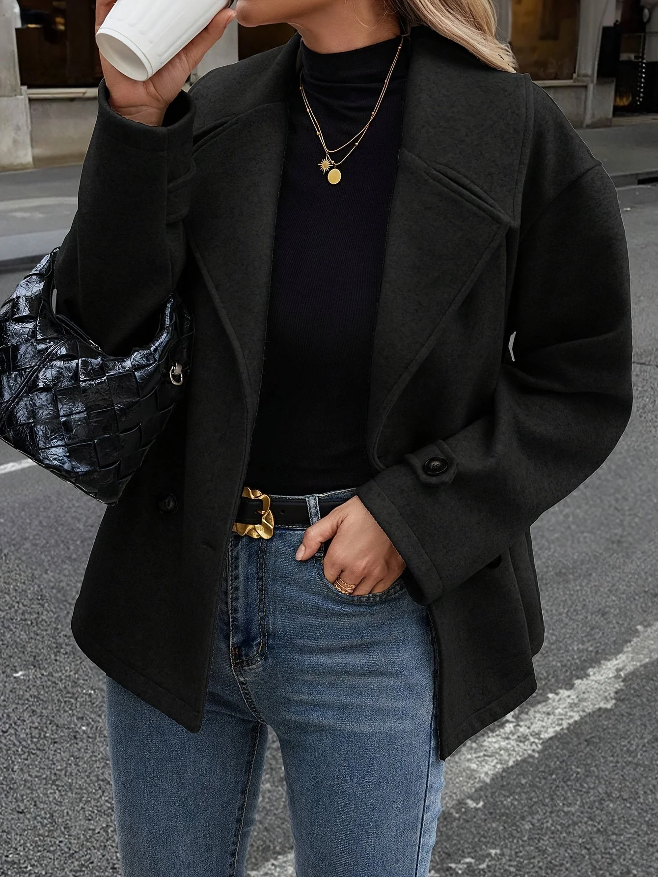 Stylish Double-Breasted Jacket with Button Details - Image 21