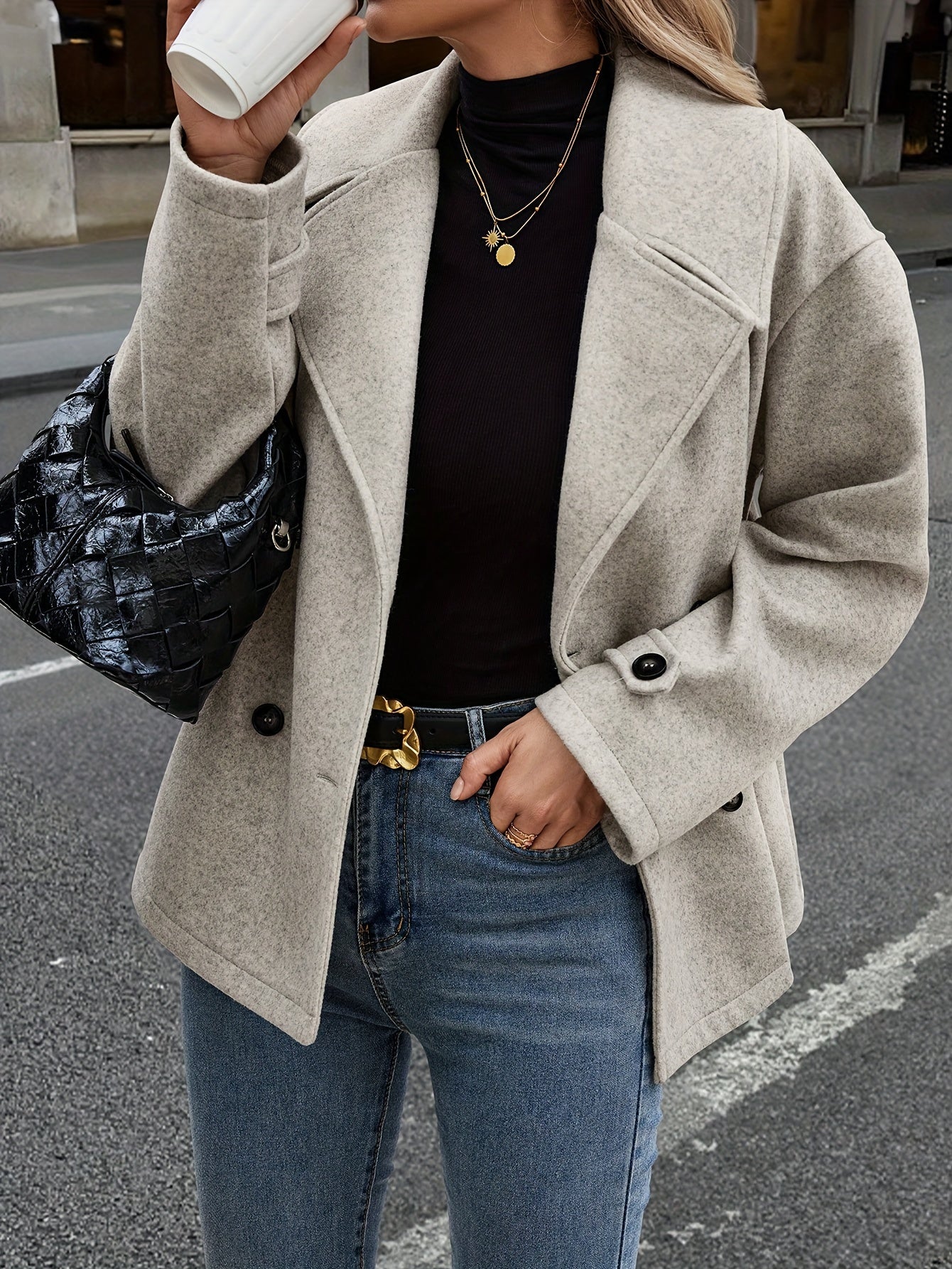 Stylish Double-Breasted Jacket with Button Details - Image 6