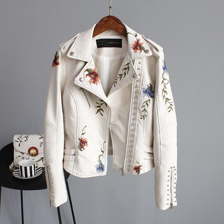 Stylish Embroidered Leather Jacket - Image 4