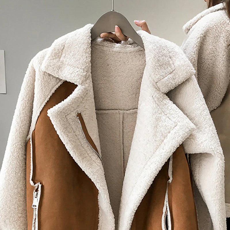 Stylish Faux Shearling Zip-Up Jacket - Image 4