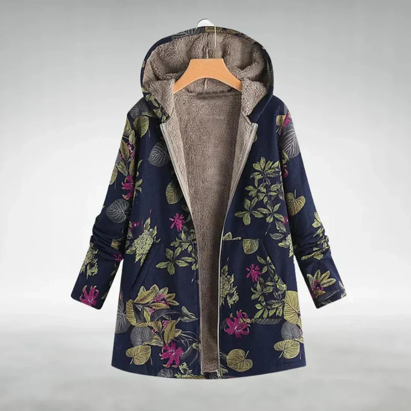 Stylish Fleece Jacket with Floral Pattern - Image 3