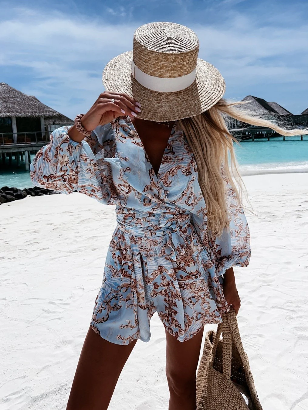 Stylish Long Sleeve Summer Wrap Jumpsuit - Image 11