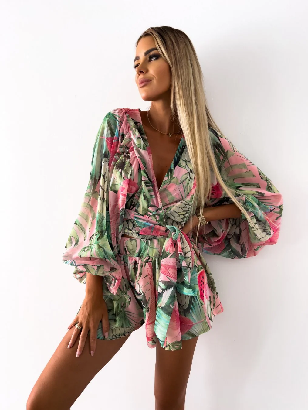 Stylish Long Sleeve Summer Wrap Jumpsuit - Image 16