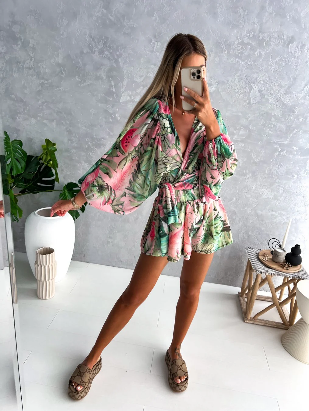 Stylish Long Sleeve Summer Wrap Jumpsuit - Image 20