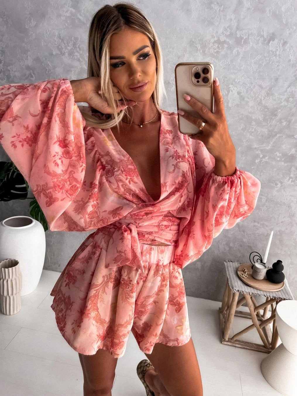 Stylish Long Sleeve Summer Wrap Jumpsuit - Image 26