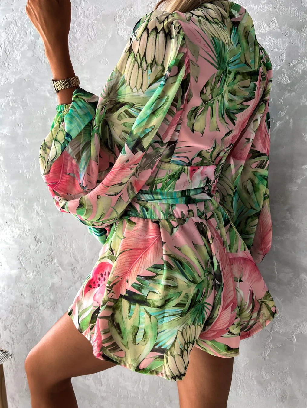 Stylish Long Sleeve Summer Wrap Jumpsuit - Image 5