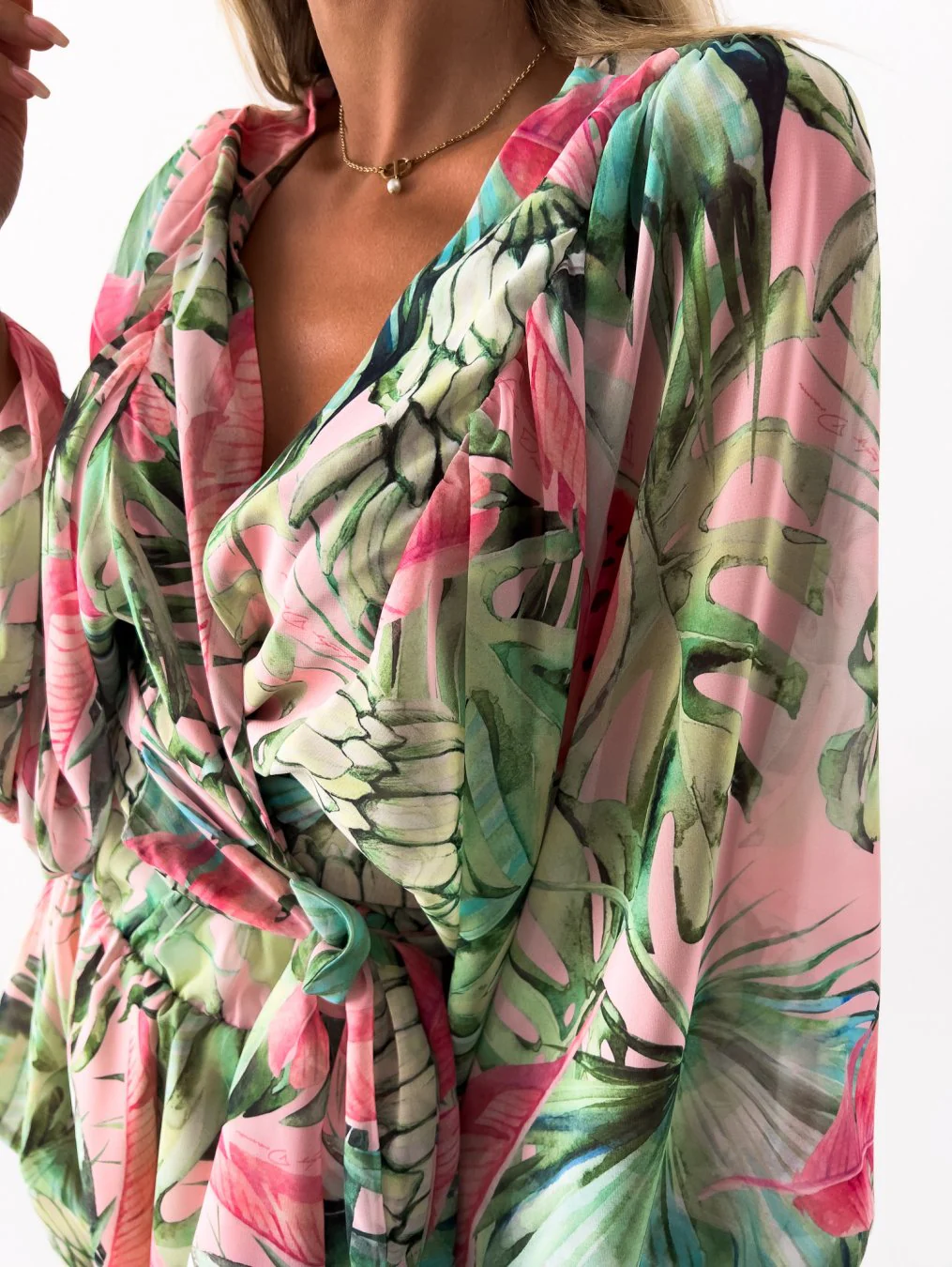 Stylish Long Sleeve Summer Wrap Jumpsuit - Image 6
