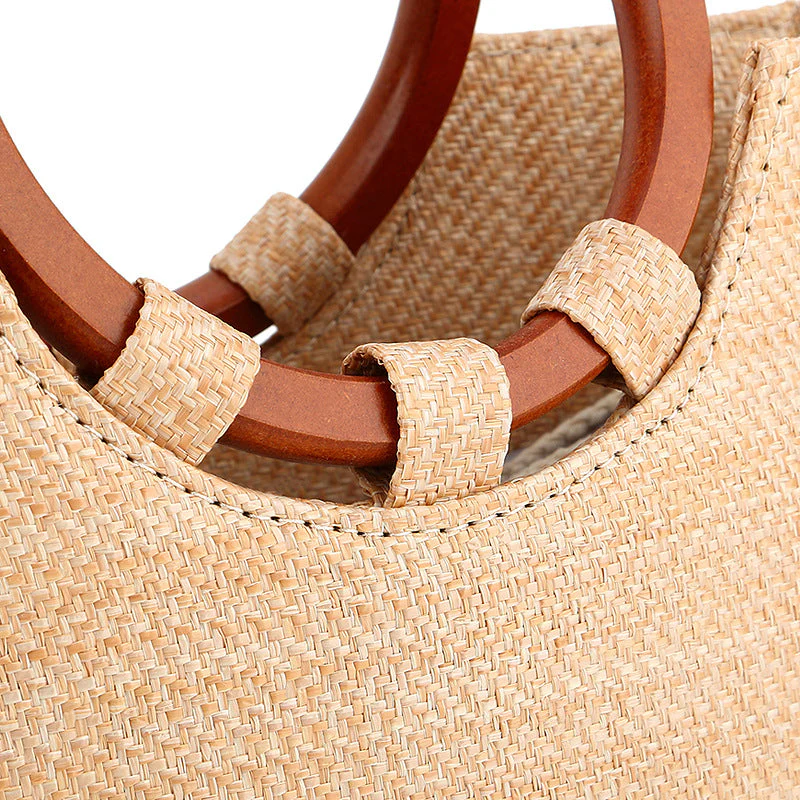 Stylish Wooden Handle Bag with Natural Charm - Image 7
