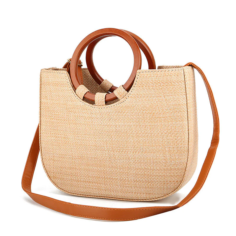 Stylish Wooden Handle Bag with Natural Charm - Image 8