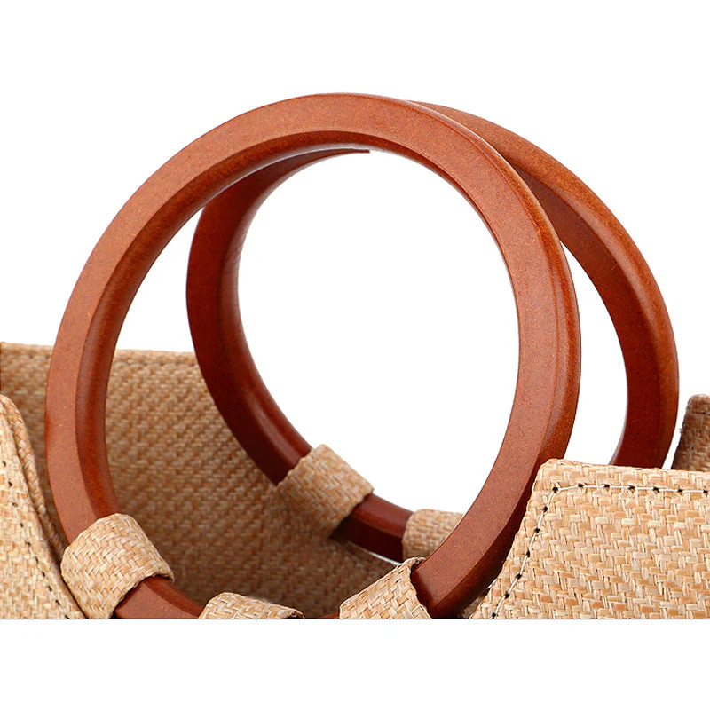 Stylish Wooden Handle Bag with Natural Charm - Image 9