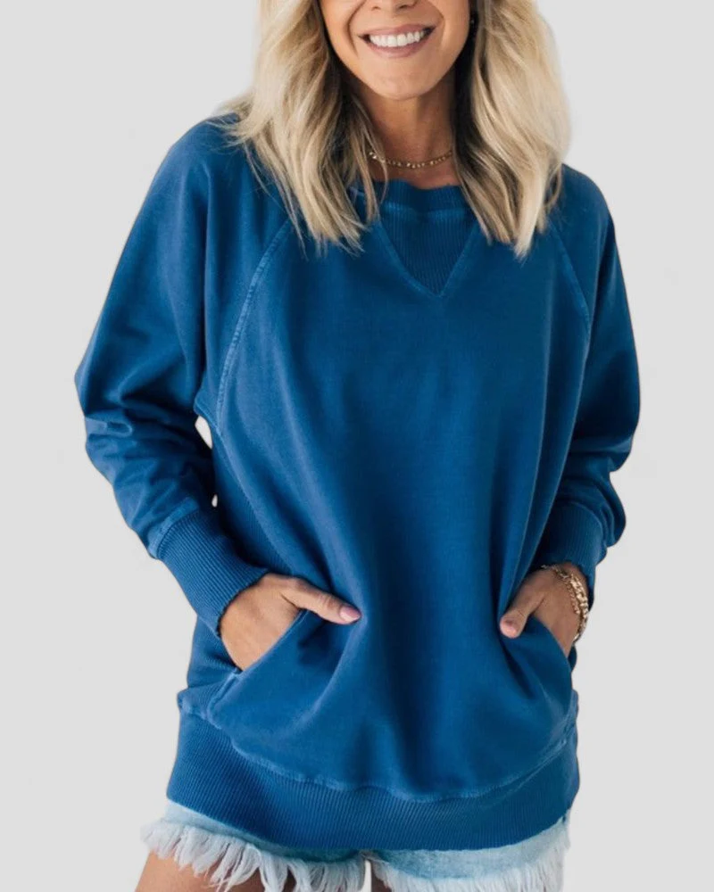 Textured Pullover Sweater with Pockets - Image 4