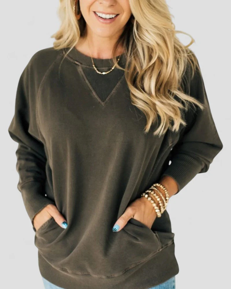Textured Pullover Sweater with Pockets - Image 9