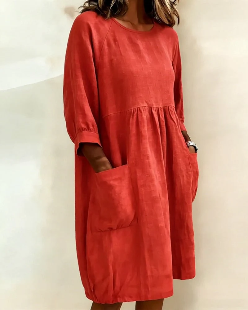 Three-Quarter Sleeve Loose Dress
