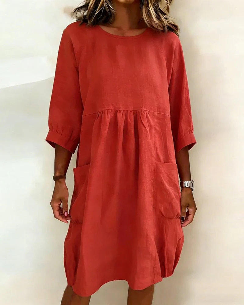 Three-Quarter Sleeve Loose Dress - Image 15