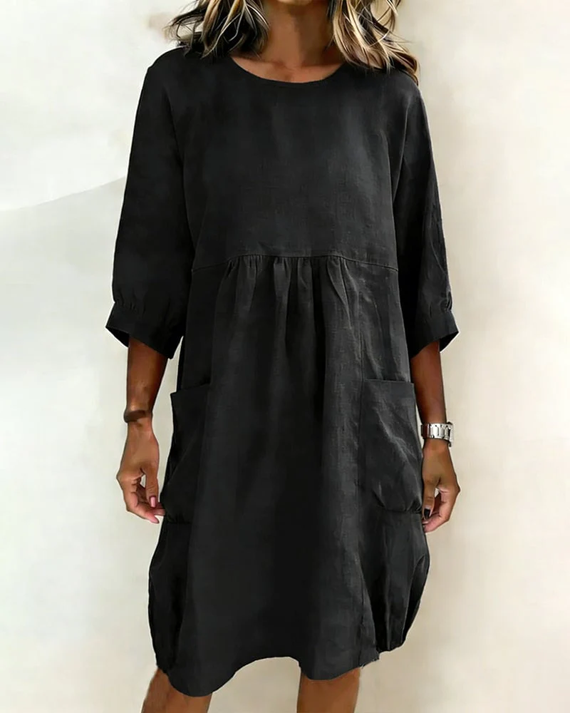 Three-Quarter Sleeve Loose Dress - Image 2