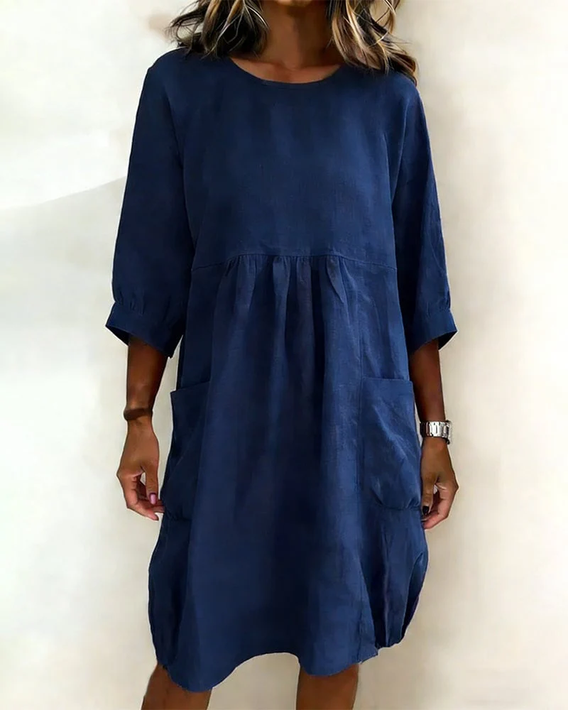 Three-Quarter Sleeve Loose Dress - Image 3