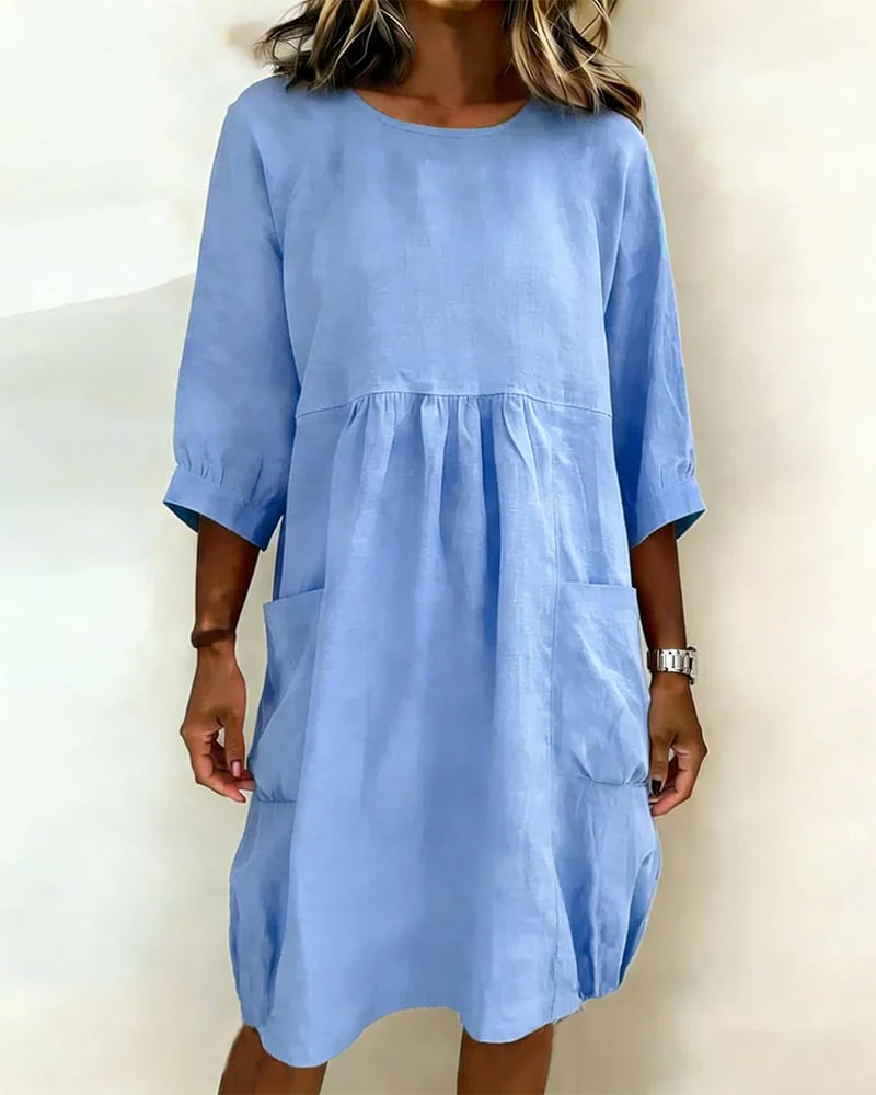 Three-Quarter Sleeve Loose Dress - Image 4