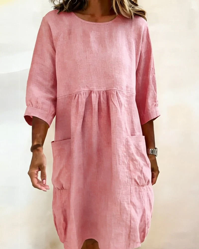 Three-Quarter Sleeve Loose Dress - Image 5