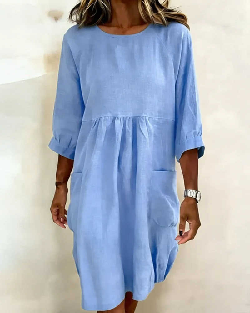Three-Quarter Sleeve Loose Dress - Image 9