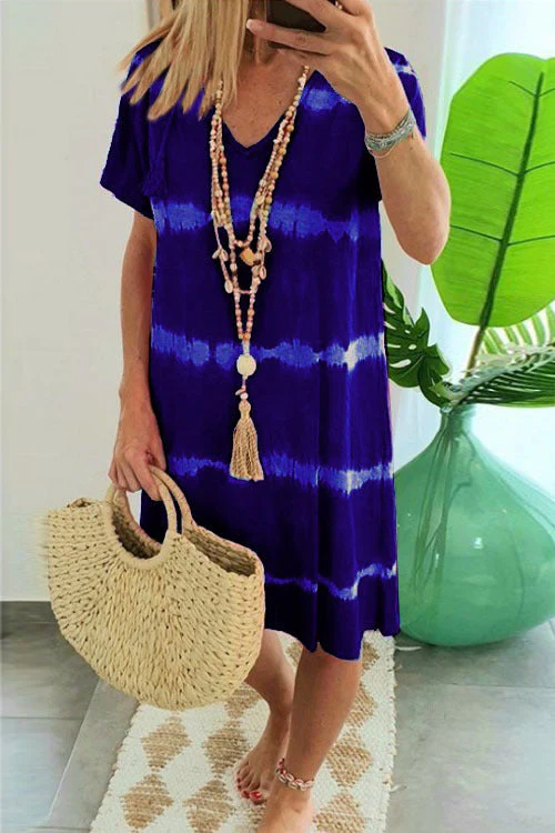Tie-Dye Short-Sleeved Dress - Image 9