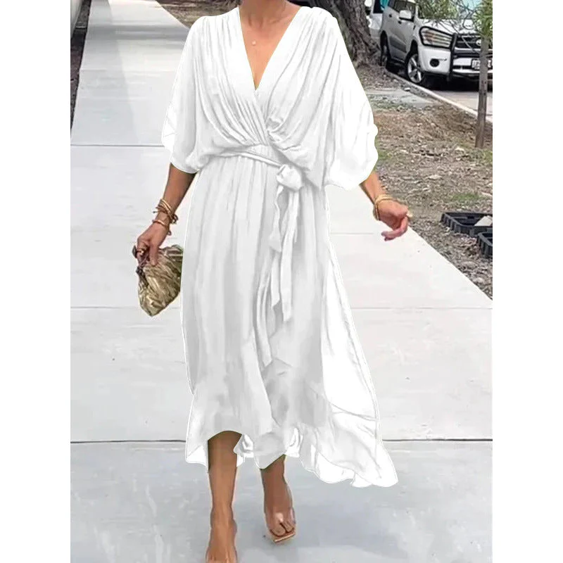 Tie Waist Batwing Long Dress - Image 9