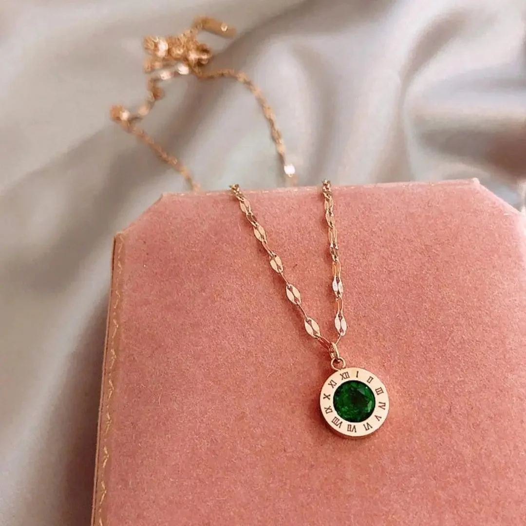 Time Necklace with Emerald in Gold - Image 2