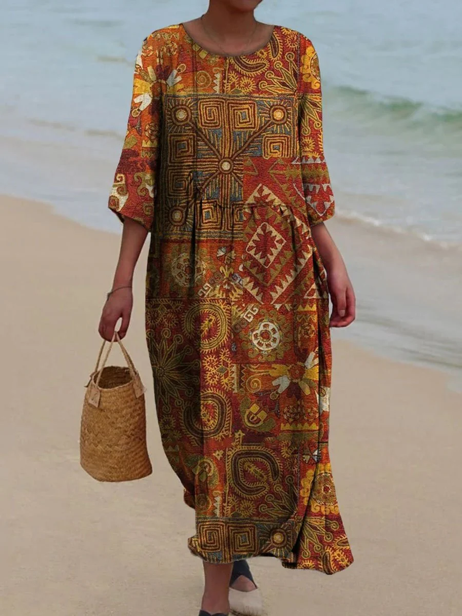 Trendy Floral Printed Midi Dress - Image 18