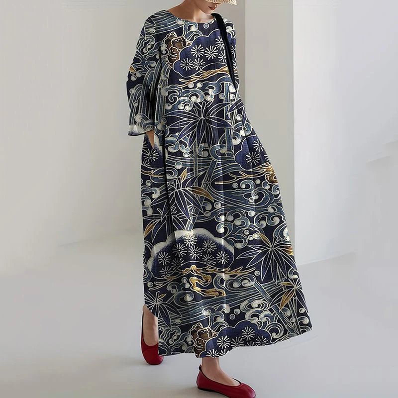 Trendy Floral Printed Midi Dress - Image 22