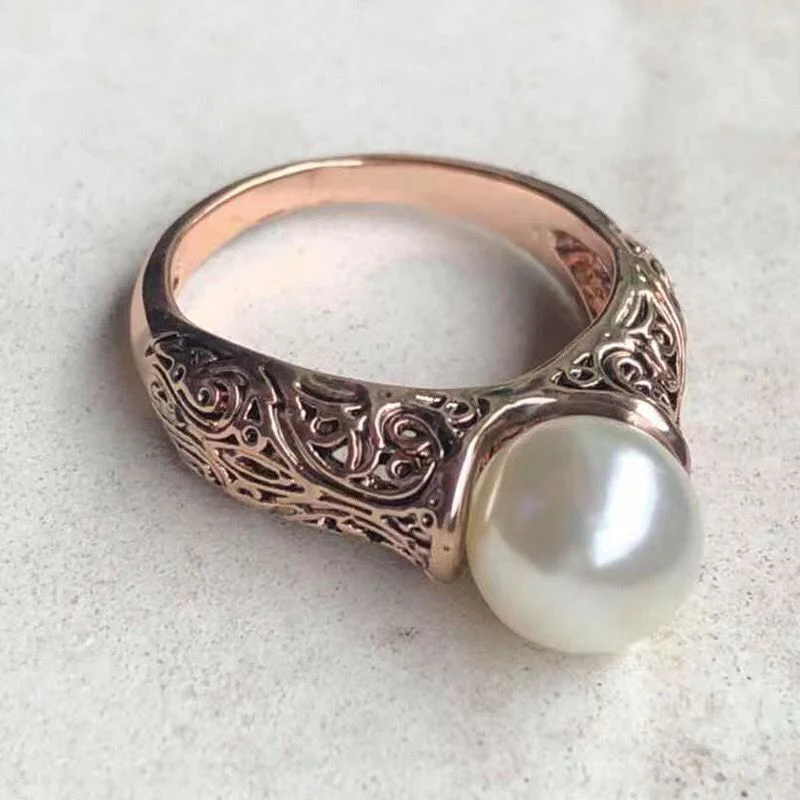 Trendy Gold-Plated Pearl Ring Women - Image 9