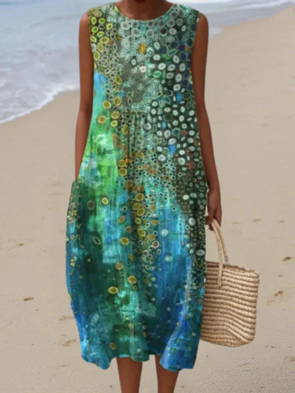 Tropical Ocean Style Midi Dress