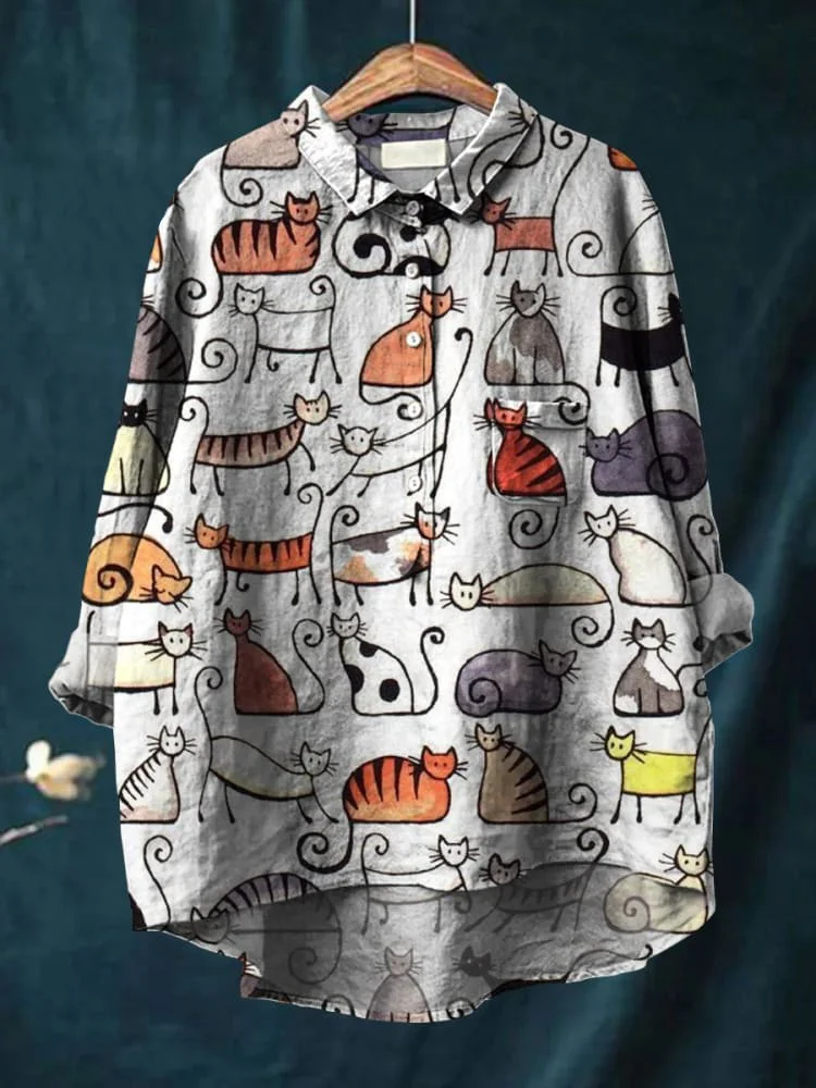 Uluru Graphic Shirt with Cat Illustration - Image 4
