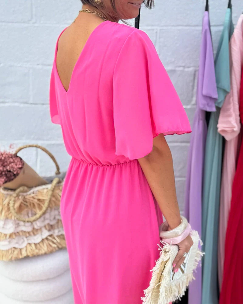 V-Neck and Waist in Chiffon Dress - Image 11