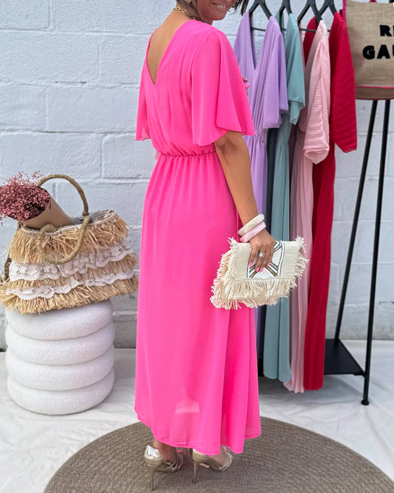 V-Neck and Waist in Chiffon Dress - Image 5