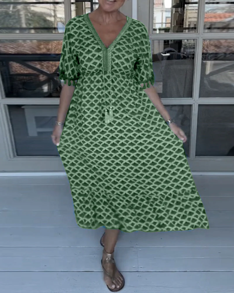 V-Neck Casual Dress With Print - Image 8