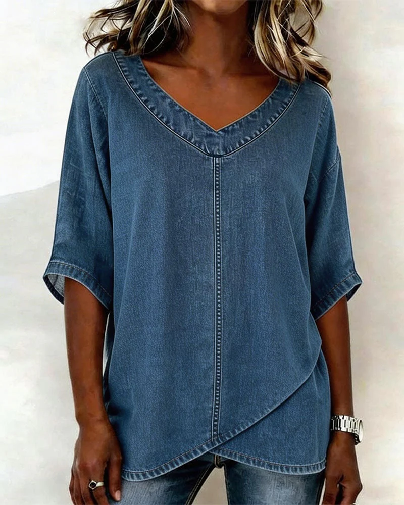 V-Neck Casual Stripped Top