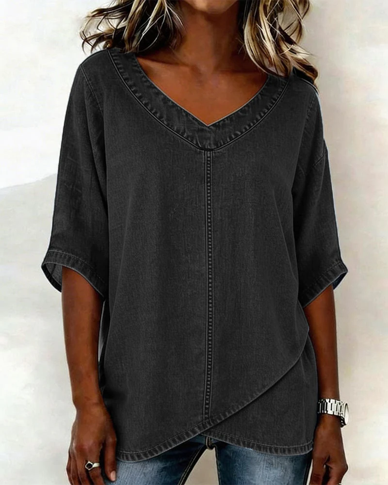 V-Neck Casual Stripped Top - Image 4