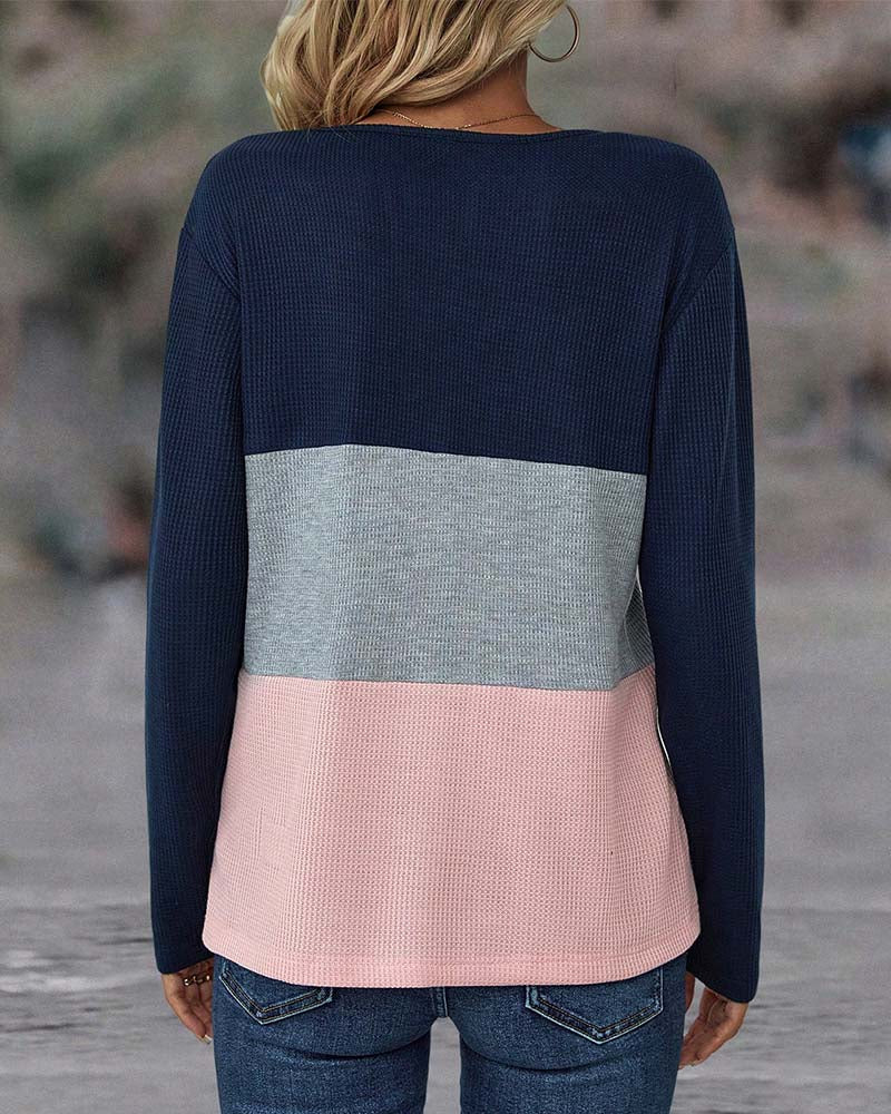 V-neck colour block top - Image 10