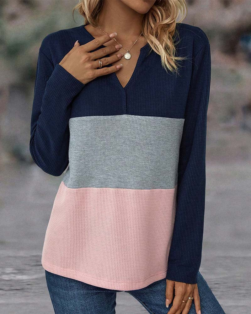 V-neck colour block top - Image 11